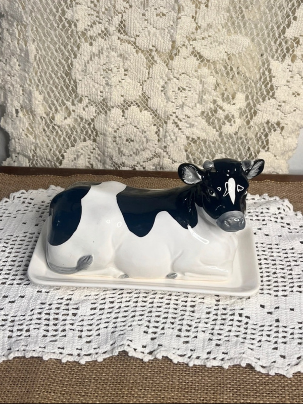Vintage Holstein Cow Butterdish